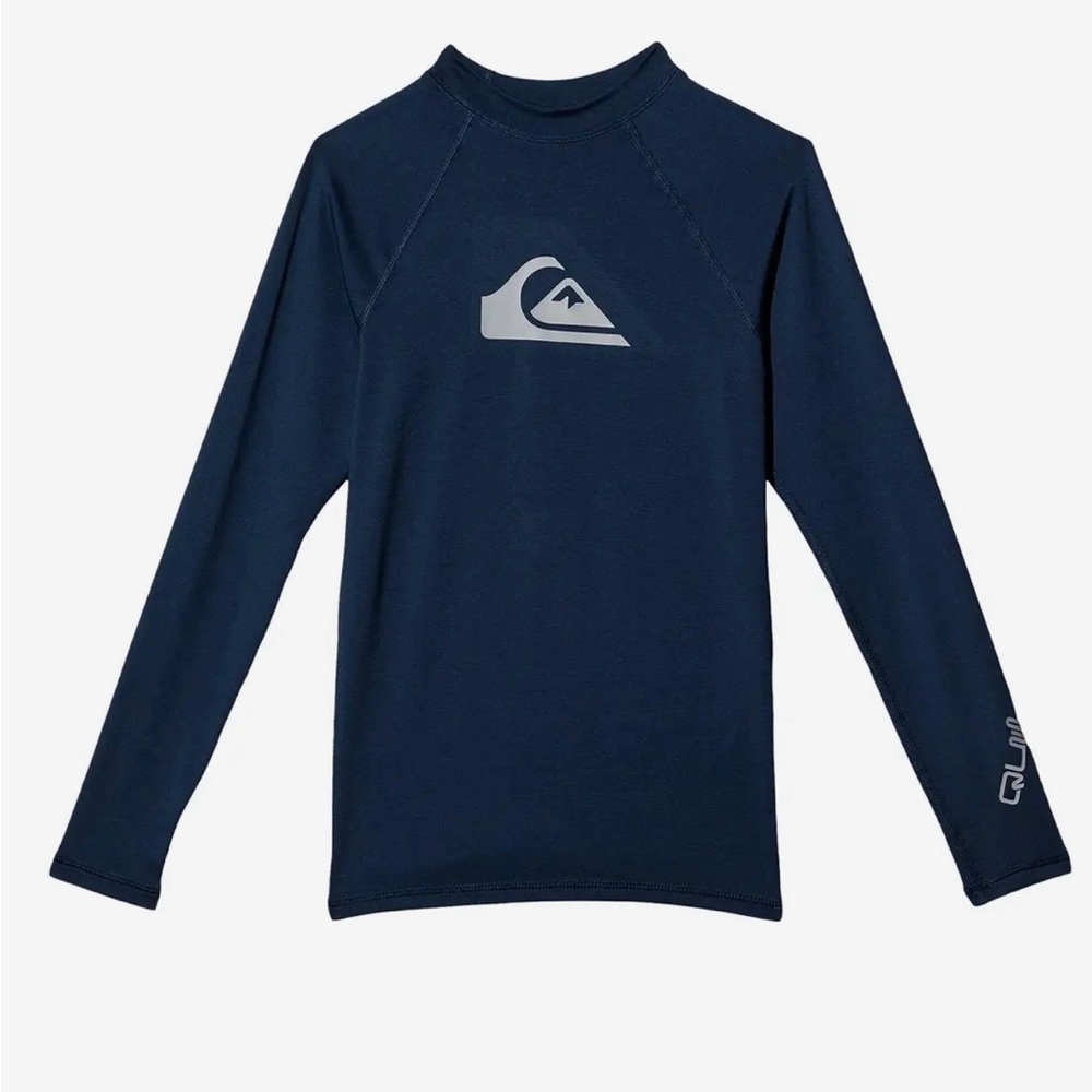 Quiksilver Kids Navy Blue Long Sleeve Rashguard with Gray Logo